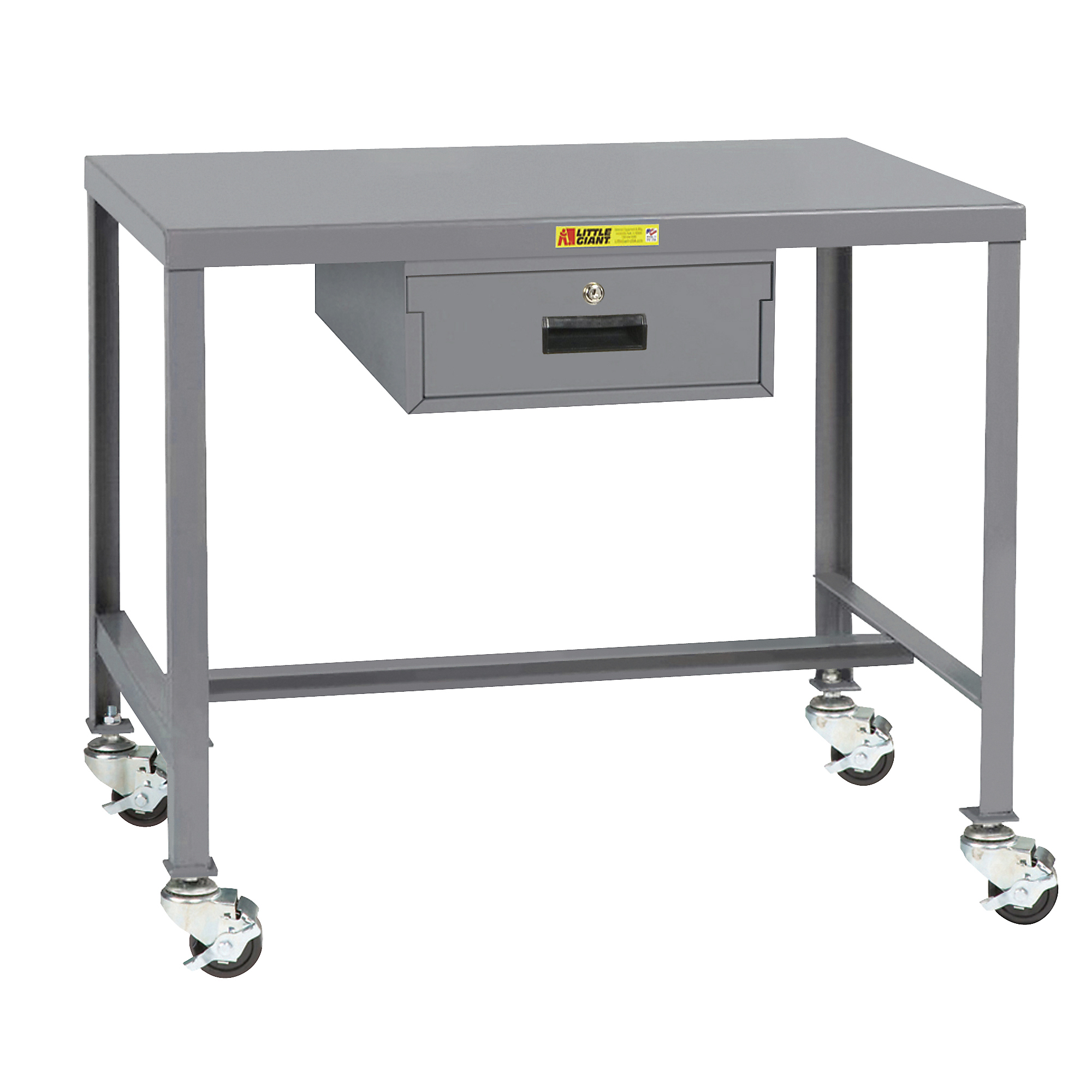 Little Giant Steel Machine Table - 24in. x 36in., 2000-Lb. Capacity, 18in. Height, Locking Drawer, Model# MT1-2436-18ED3R